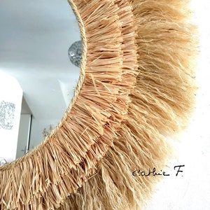 Large ethnic raffia mirror SOLEIA 80 image 6