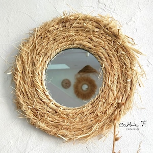 POUPY 20 ethnic raffia fiber mirror