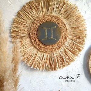 Chapéu Juju em ráfia astrologia cinza GEMINI 51