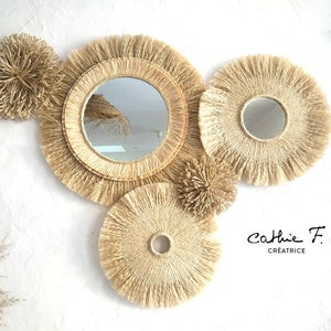Wall decoration composition of 3 jujus and 2 ASTRA raffia mirrors