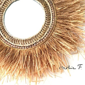 Ethnic iridescent raffia mirror SOLEIL ARDENT image 3