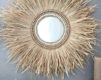 LOU 60 ethnic raffia mirror