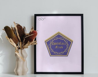 Harry Potter Chocolate Frog Box Print: Purple & Pink Wall Art