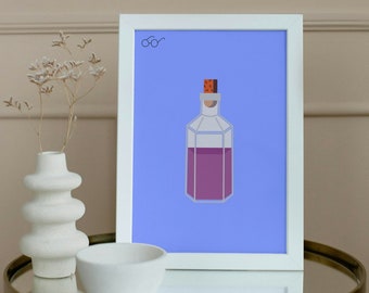 Harry Potter Potion Bottle Art Print: Pastel Blue Home Decor