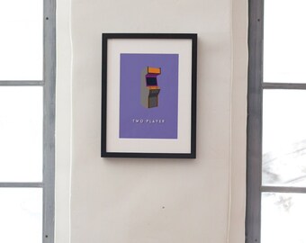 Retro Arcade Machine Print: Pastel Purple "Two Player" Gaming Wall Art