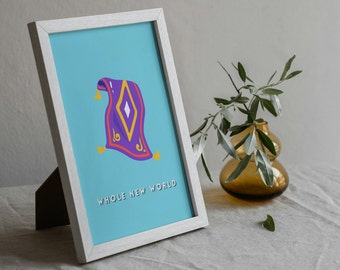 Aladdin Magic Carpet Print, "Whole New World" Quote, Home Decor