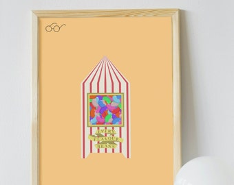 Harry Potter Bertie Botts Beans Print: Yellow Background Wall Art