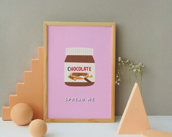 Nutella "Spread Me" Quote Print: Pastel Pink Home Decor