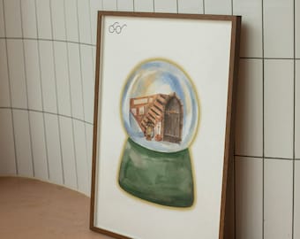 Watercolor Harry Potter Hogwarts Globe Print, Grand Staircase Art