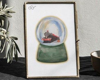 Watercolor Hogwarts Express Globe Print, Harry Potter Wall Art