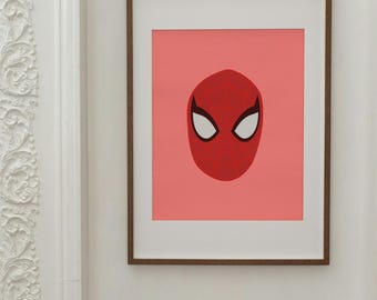 Spider-Man Wall Art Print, Minimalist Superhero Poster, Marvel Kids Room Decor, Comic Book Digital Download, Boys Bedroom Art Gift.