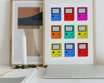 Retro Gameboy Pattern Print: Colourful Gaming Wall Art