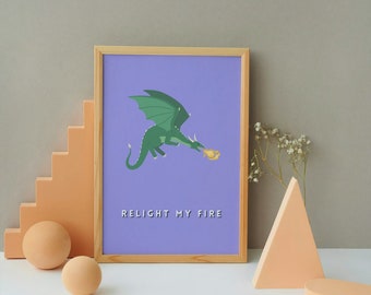 Dragon Breath 'Relight My Fire' Art Print: Pastel Purple Home Decor