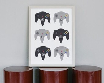 Nintendo 64 Controller Pattern Print: Retro Gaming Wall Art