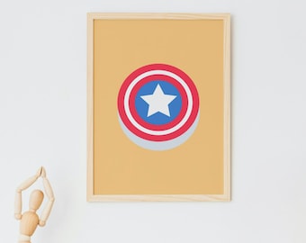 Captain America Shield Art Print: Superhero Kids Room Decor