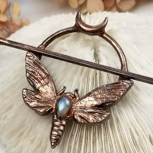 Cicada hair brooch with labradorite, cicada hair barrette, decorative hair accessory with insects, hair fork, hair comb, hair stick