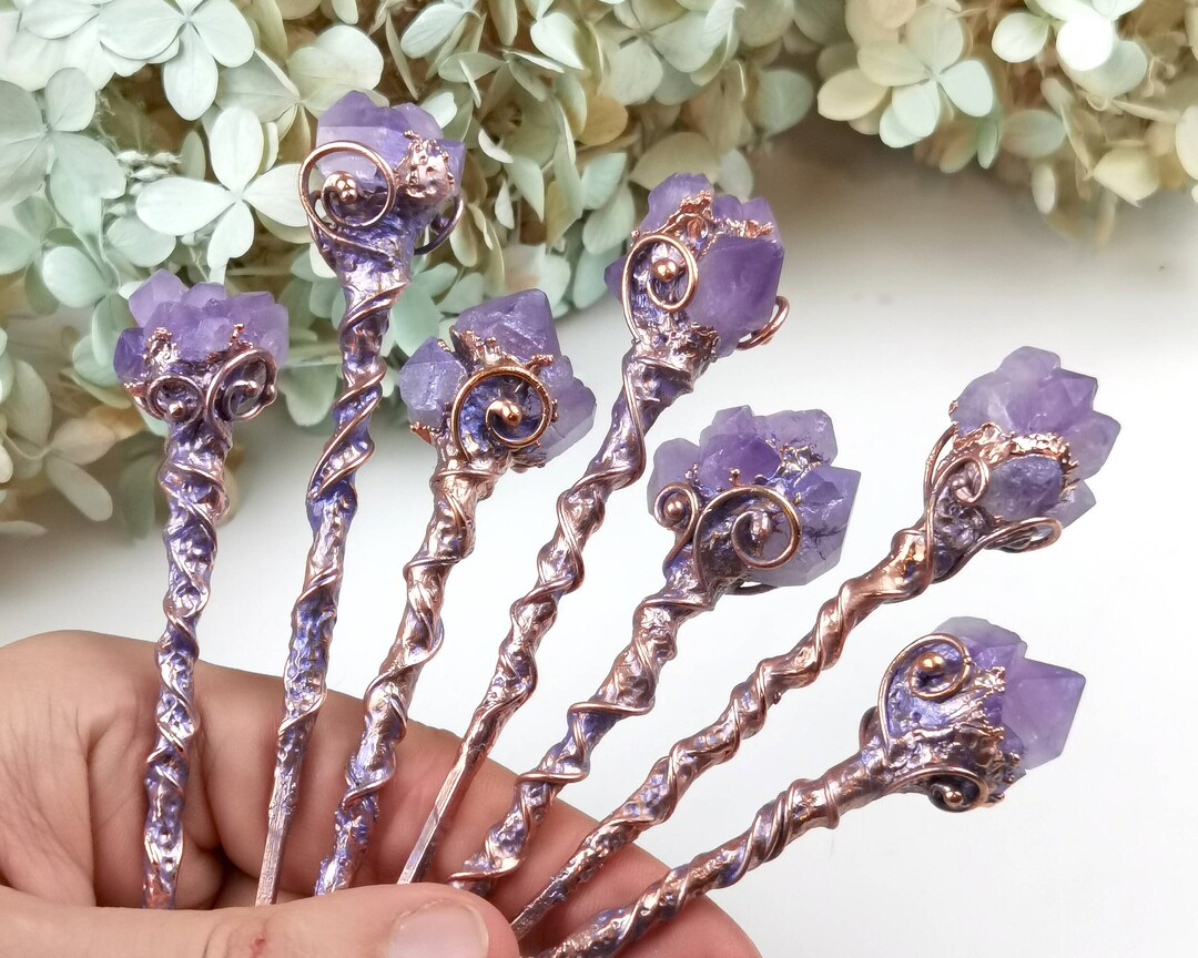 Amethyst Crystal Hair Pin, Amethyst Hair Stick, Decorative Hair Stick