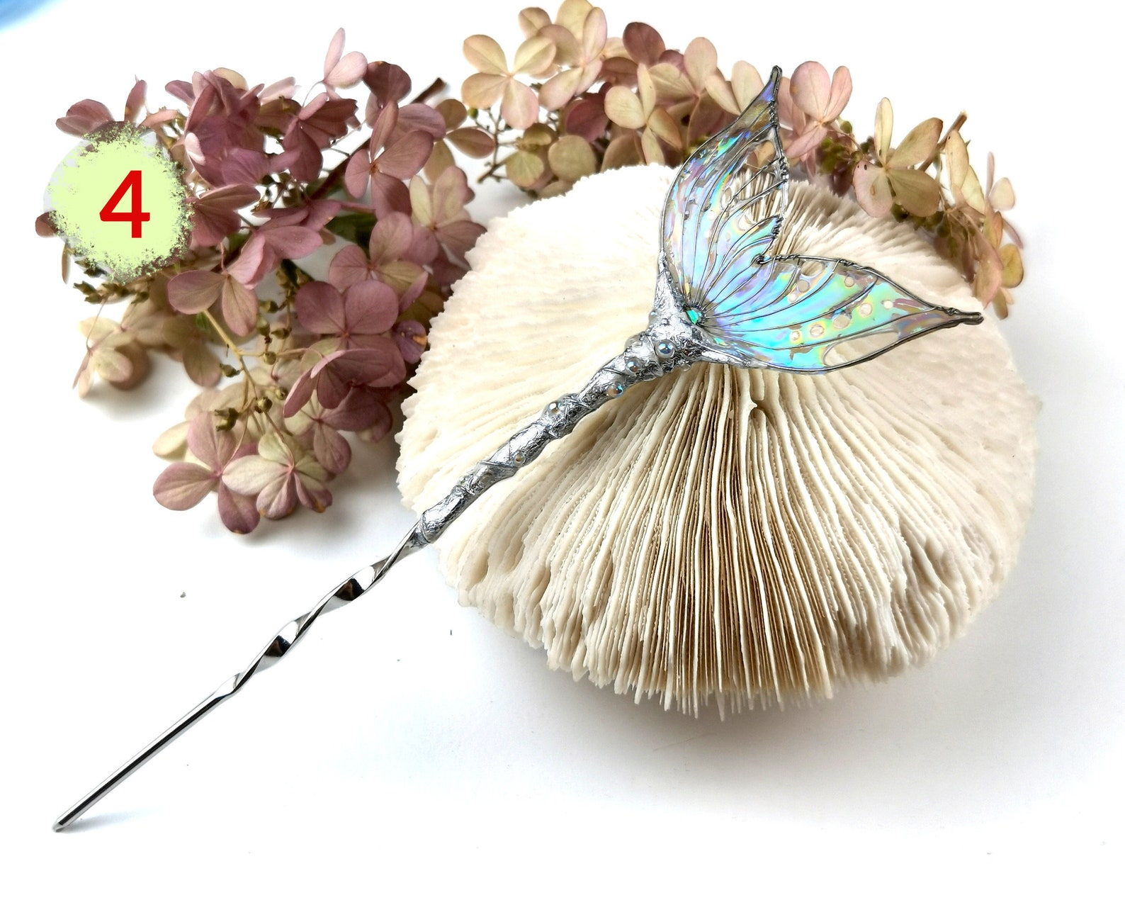 Hair Stick Sirène – Énorme Nageoire à Strass – Épingle à Cheveux Décorative – Fait Main Aux États-Unis