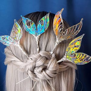 Mermaid tail hair stick, Rainbow hair stick, decorative hair stick, hair accessory