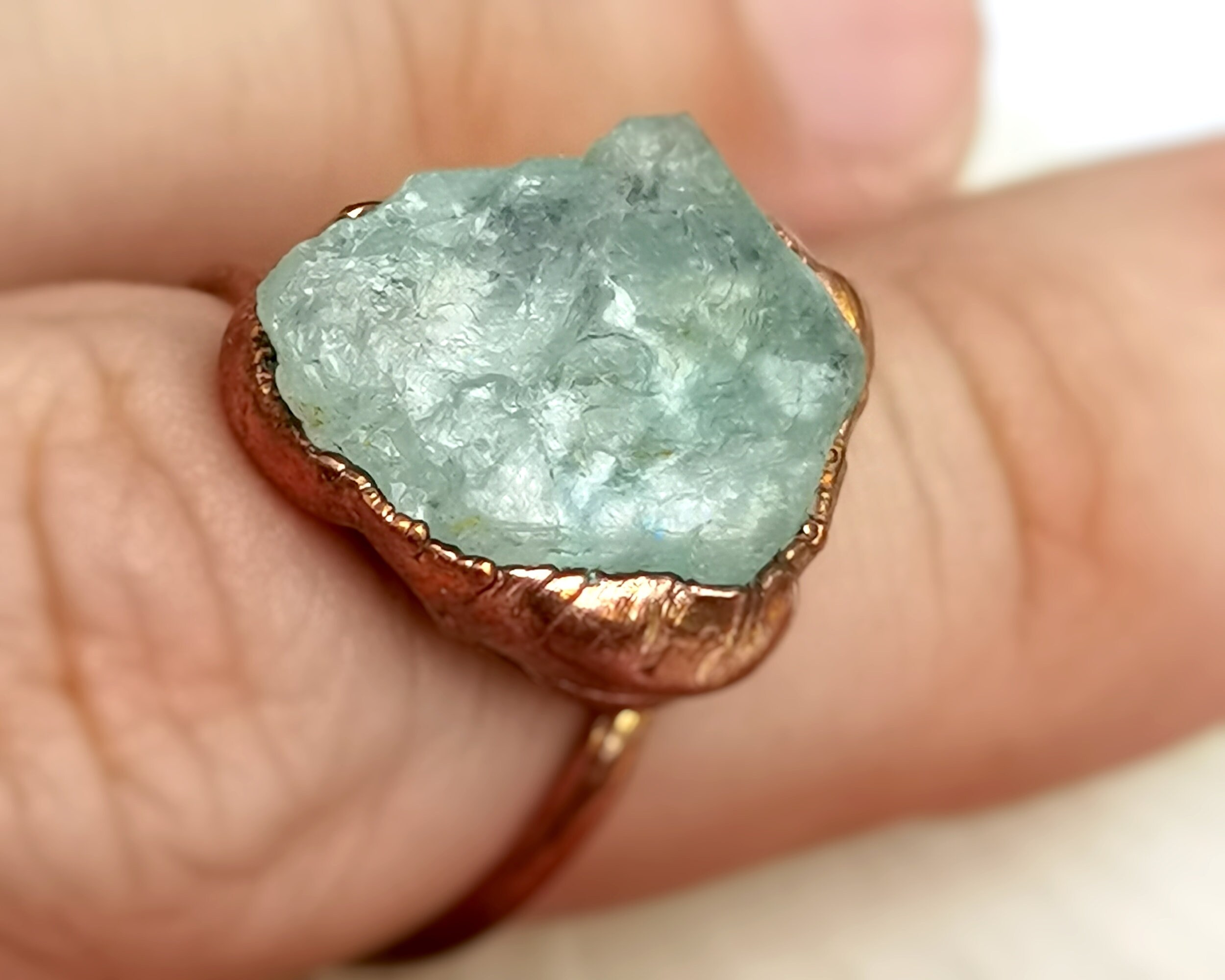 Fluorite crystal ring US 7.5 birthday gift ring green stone Etsy