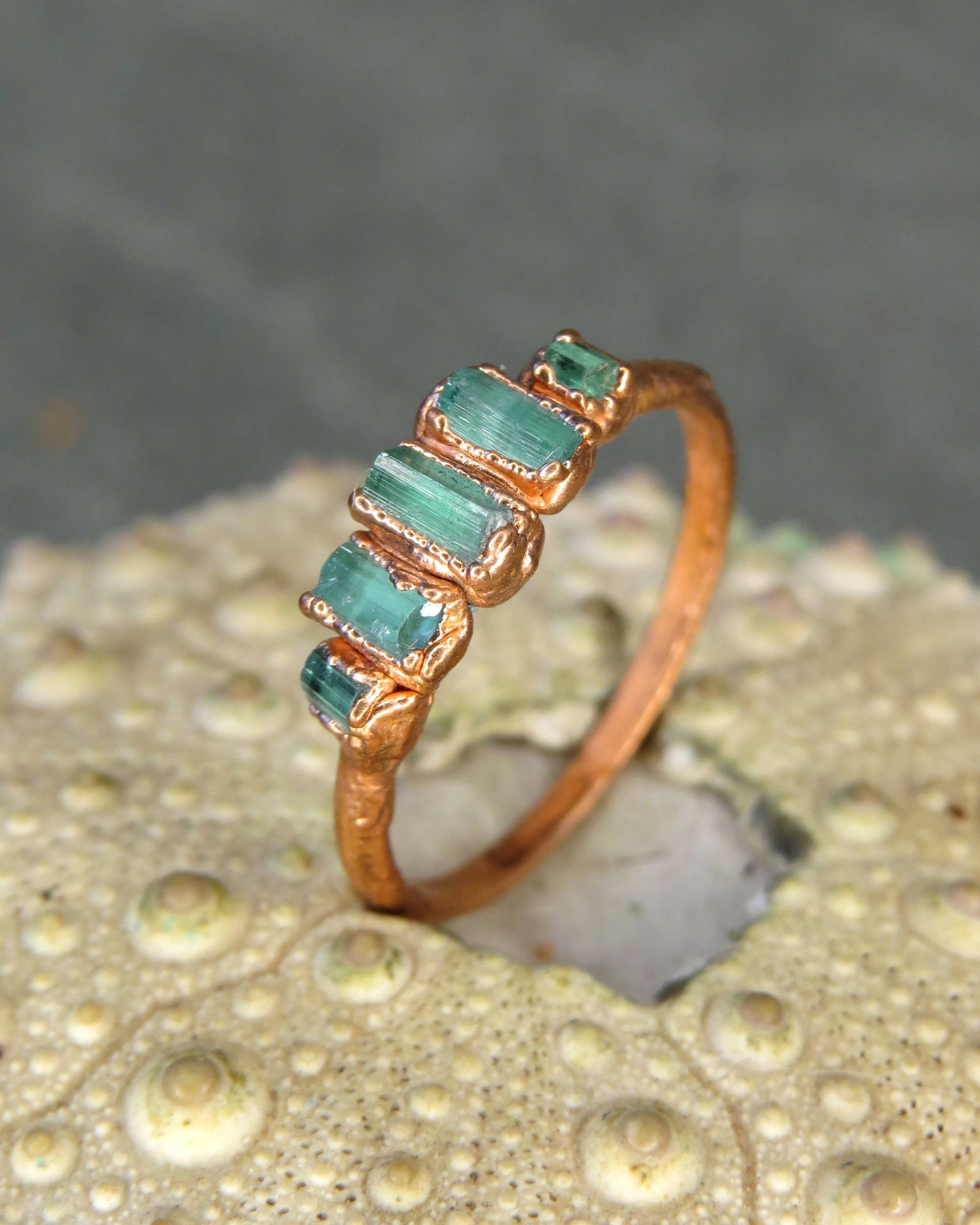 Blue tourmaline ring for women engagement band raw crystal Etsy