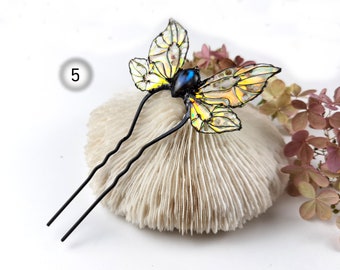 Rainbow hair comb, labradorite hair fork, iridiscent hair stick, gemstone hair accessory