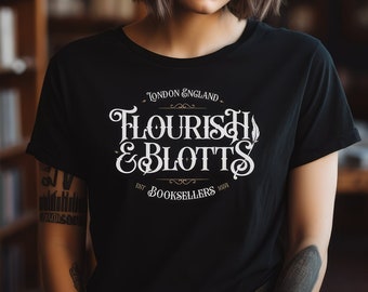 Flourish & Blotts Tee // Wizard Book Shop T-Shirt, Book Worm Shirt, Bookish Sweatshirt, Wizard Shirt, Unisex Tee