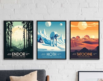Star Wars Poster National Parks  //  Art Print, Digital Wall Art, Indoor Gaming, Endor Tatooine Hoth, Disney
