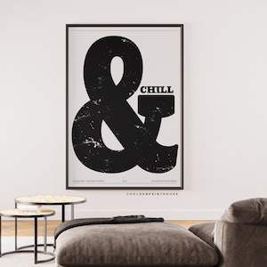 E rilassati con stampa testurizzata retrò // monocromatico, poster tipografico, arte murale e poster con citazione, mantra, camera da letto, ufficio, arredamento, case, interni