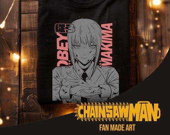 Obey Miss Makima - Chainsaw Man Bespoke Fan Art Tshirt // Art Print, Colourful Wall Art, Home Decor, Gift Idea