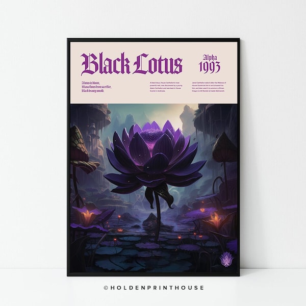 MTG Black Lotus Poster // Art Print, Colourful Wall Art, Home Decor, Gift Idea, Magic the gathering