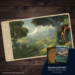 La Comarca - Tapete de juego / Tapete de escritorio / MTG / Tapete de juego de mesa para TCG / Narsil, el Anillo y el Árbol de Gondor / Regalo / Tapete de juego inspirado en ESDLA / Arte de fan