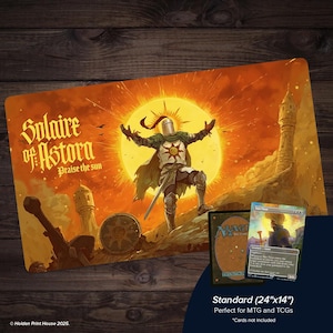 Tapete de juego Solaire of Astora Praise the Sun - Homenaje a los fans / Tapete de escritorio MTG de 24"x14" o tamaño XL / Tapete de juego de cartas coleccionables Dark Souls / Regalo friki para jugadores