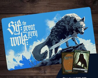 Sif the Great Grey Wolf Playmat Fan Art Tribute | MTG Desk Mat 24&quot;x14&quot; or XL Sizes | Dark Souls Inspired TCG Mat | Nerdy Gift for Gamers