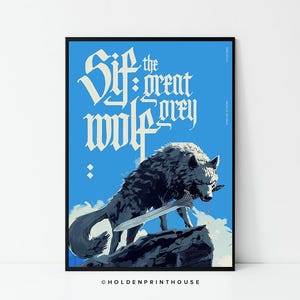 Sif the Great Grey Wolf Poster Print | Dark Souls-Inspired Wall Art | Sword Wolf Gothic Fantasy Illustration | Gamer Gift | A4, A3, A2 Sizes