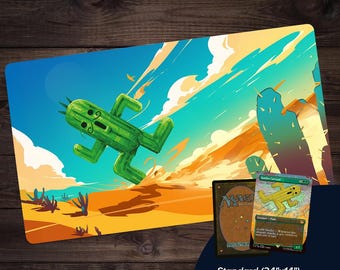 Cactuar Final Fantasy Playmat | MTG Desk Mat 24&quot;x14&quot; or XL Sizes | Final Fantasy-Inspired TCG Mat | Nerdy Gift for Gamers