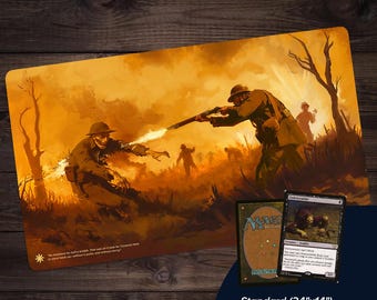 WWII Zombie Playmat “Plains” | Fan art, Magic the Gathering Inspired Playmat, Flesh and Blood, FaB, MTG, TCG 24" x 14" 600 x 350 mm