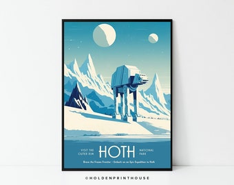 Star Wars Hoth Poster National Park  //  Art Digital, Art Digital Wall, Indoor Gaming, Endor Tatooine Hoth, Disney