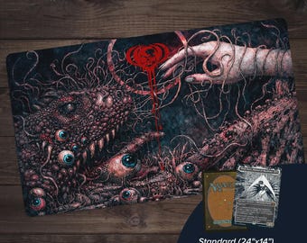 Horror cósmico de Rotworks / Artista invitado / Ojo de fantasía lovecraftiana oscura / Tapete de escritorio MTG 24"x14" / Tapete TCG / Regalo friki para jugadores