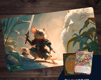 Tappetino da gioco Bloomburrow Mouse Hero & Son / - Tappetino da scrivania / Tappetino per mouse / MTG / Tappetino da gioco da tavolo per TCG / Regalo / Fan Art