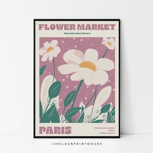 Vintage Paris Floral Flower Marker Poster // Home Decor, Art Print, Gift Idea, BoHo