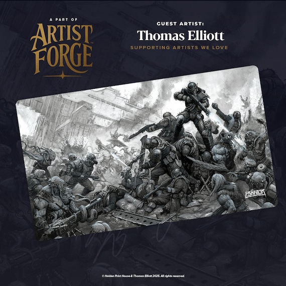 Last Stand by Thomas Elliott 40k Inspired Playmat | Grimdark Sci