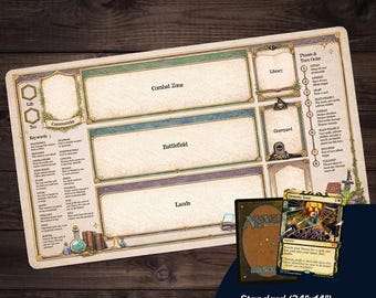 MTG Beginner Playmat | Learn to Play Magic the Gathering Mat with Zones | Commander & Turn Order Guide | New Player Teaching Card Mat