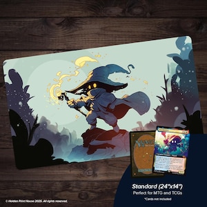 Minimalist Vivi Fan Art Final Fantasy Playmat | MTG Desk Mat 24&quot;x14&quot; or XL Sizes | Final Fantasy-Inspired TCG Mat | Nerdy Gift for Gamers