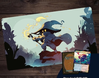 Minimalist Vivi Fan Art Final Fantasy Playmat | MTG Desk Mat 24&quot;x14&quot; or XL Sizes | Final Fantasy-Inspired TCG Mat | Nerdy Gift for Gamers