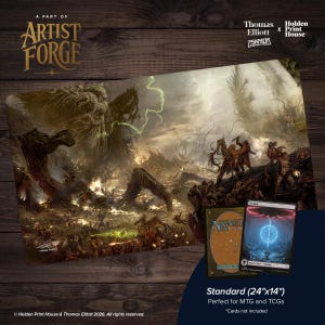 Grimdark Battlescape 40K-Inspired Playmat | Original Art by Thomas Elliott | Warhammer-Style MTG Desk Mat | Artist Forge