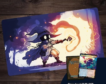 Vivi & Baby Chocobo Final Fantasy Playmat | MTG Desk Mat 24&quot;x14&quot; or XL Sizes | Final Fantasy-Inspired TCG Mat | Nerdy Gift for Gamers