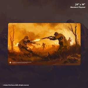 WWII Zombie Playmat “Plains” | Fan art, Magic the Gathering Inspired Playmat, Flesh and Blood, FaB, MTG, TCG 24&quot; x 14&quot; 600 x 350 mm
