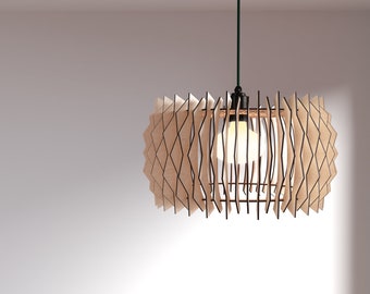 The Staggered ARC -  wooden lampshade / laser cut plywood / kitchen lamp / kitchen lighting / dining room lamp