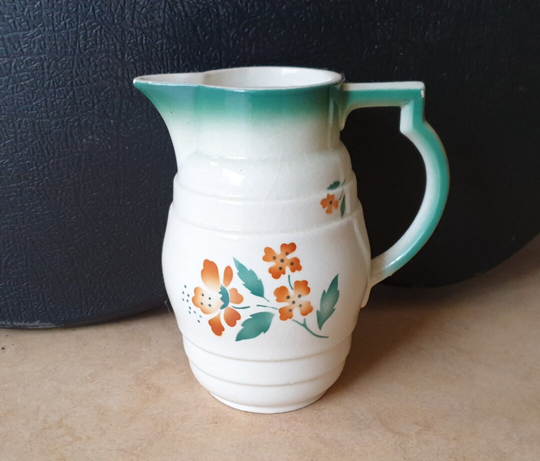 Staffel 799-32, German Art Deco Pottery Ceramic Cocoa Design Pitcher